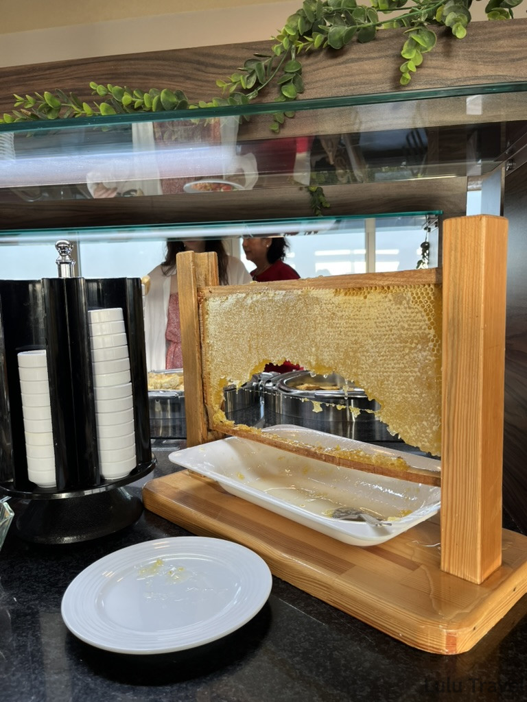 土耳其傳統甜點特寫，整塊蜂巢呈現琥珀色澤，展現土耳其甜點文化的細膩講究